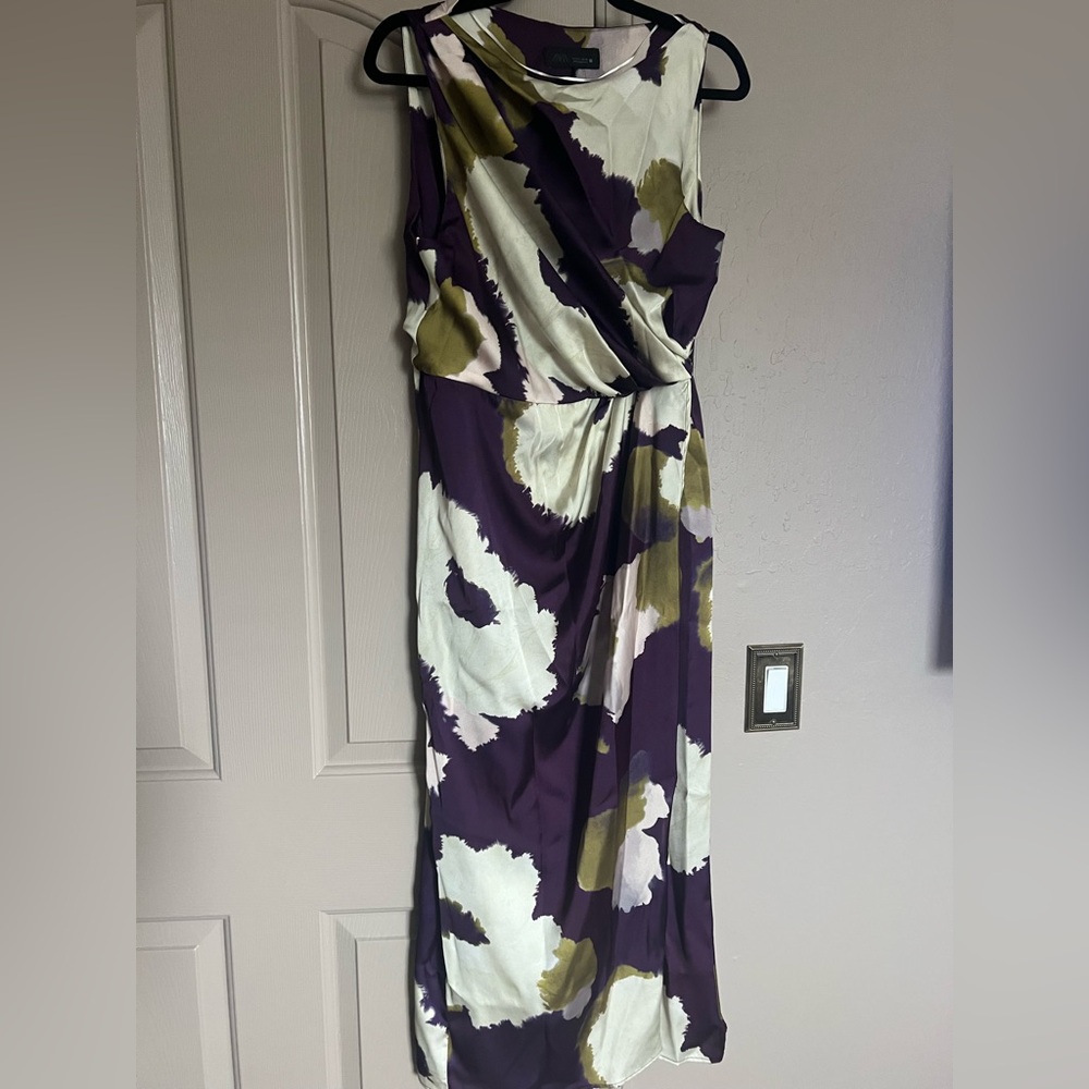 Zara Asymmetrical Dress in Purple and Olive